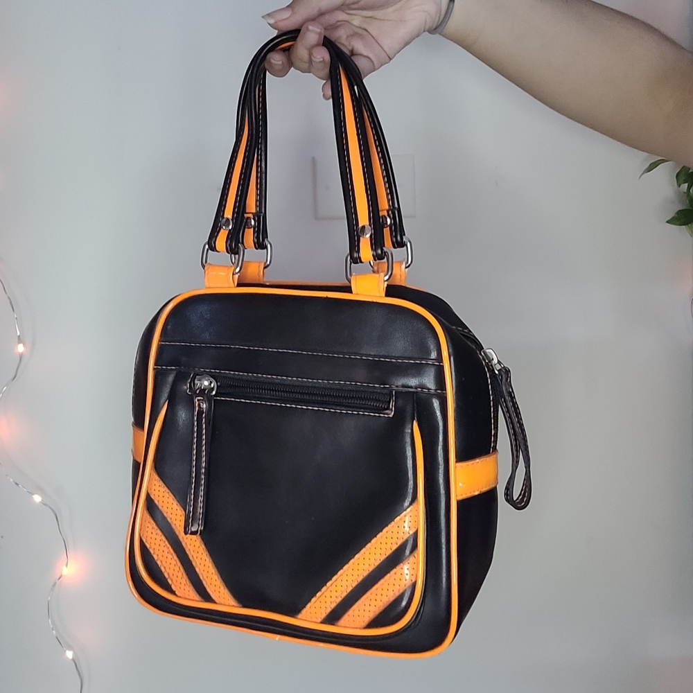 Black & Orange Bowler Purse